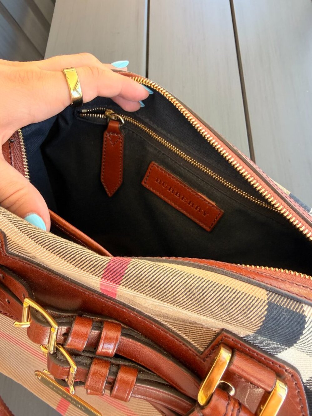 Burberry House Check Bridle Boston Bag (Alchester/Chester model) in Brown (+box) - Picture 7 of 7
